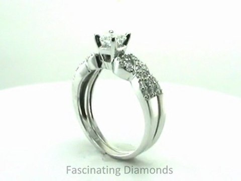 FDENS3008AS Asscher Cut Diamond Wedding Rings Set In Swirl Prong Setting