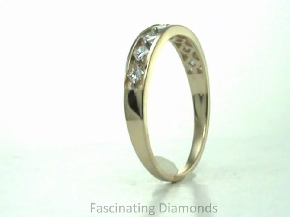 FDENS1828B Yellow Gold Princess Cut Diamond Wedding Anniversary Band Channel Set