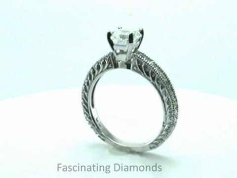FDENS1790ASR Asscher Cut Vintage Style Diamond Engagement Ring Engraved With Milgrain