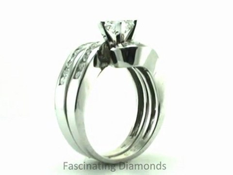 FDENS594PR Princess Cut Diamond Channel Set Swirl Shaped Bridal Ring Set