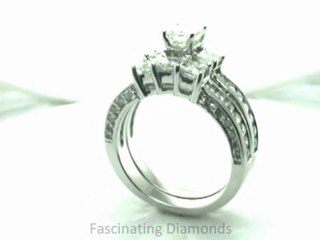 FDENS1096EM  3 Stone Emerald Cut Diamond Bridal Ring Set Channel Setting