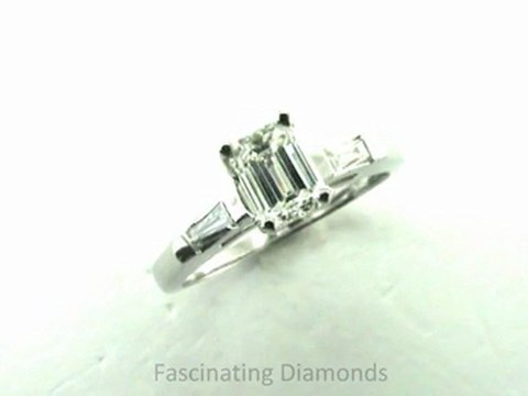 FDENS195EMR Emerald and Tapered Baguette Three Stone Diamond Engagement Ring