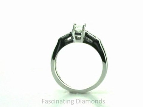 FDENS195EM Emerald and Tapered Baguette Three Stone Diamond Bridal Wedding Ring Set