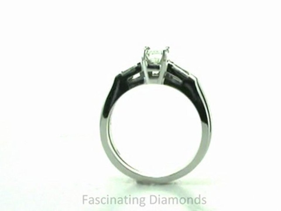 FDENS195EM  Emerald and Tapered Baguette Three Stone Diamond Bridal Wedding Ring Set