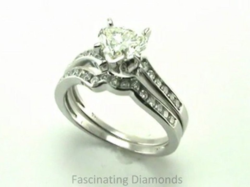 FDENS3092HT  Heart Shape Diamond Interwined Channel Bridal Wedding Rings Set