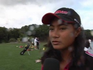 Interview d'Ophélie Rague, jeune golfeuse de 13 ans, qui participe au XIVe Jeux du Pacifique.