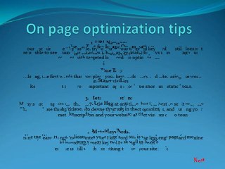 On Page SEO Tips
