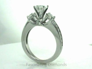 FDENR7325HT  Heart Shape Three Stones Trellis Set Round Diamond Engagement Ring