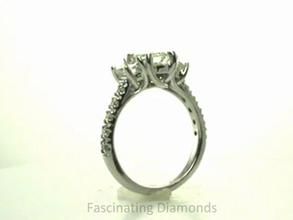 FDENR7282EMR  Emerald Cut Three Stones Diamond Engagement Ring