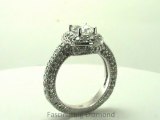 FDENR6549OV  Oval Shape Diamond Engagement Ring Vintage Style Round Side Stones Pave Set