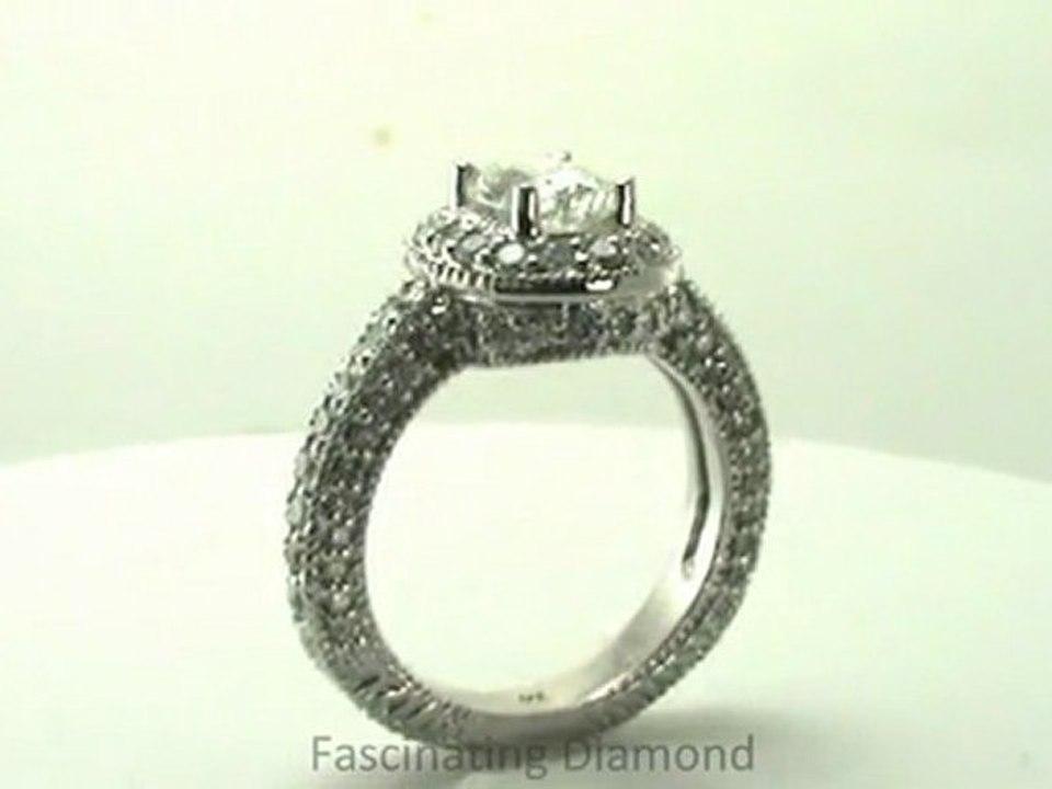 FDENR6549OV  Oval Shape Diamond Engagement Ring Vintage Style Round Side Stones Pave Set
