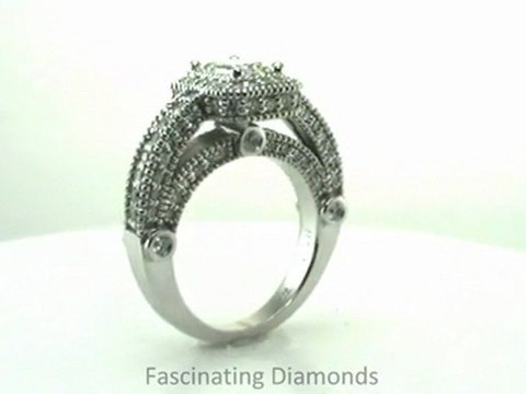FDENR6373EM Emerald Cut Diamond Engagement Ring In Vintage Legacy Pave Setting