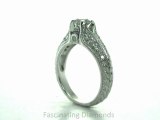 FDENR6252R  Round Diamond Engagement Ring Vintage Style With Round Sidestones pave Set Split Band