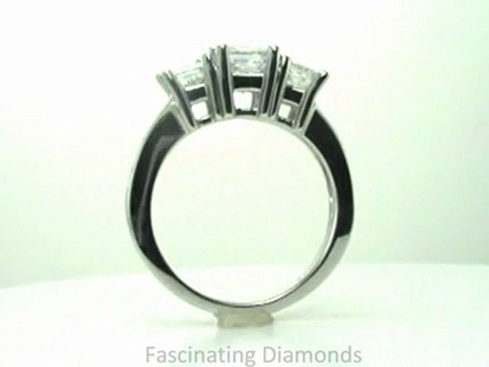 FDENR6080PRR Princess Cut Three Stone Diamond Engagement Ring With Channel Set Side Stones