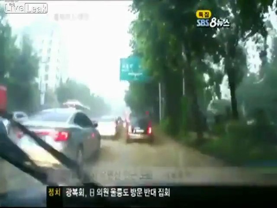 Südkoreanischen Mudslide Caught On Dashcam