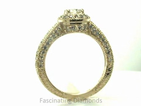 FDENR6533ROR Round Diamond Engagement Ring With Pave Set Round Side Diamonds