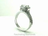 FDENS1677PR  Princess & Round Diamond Wedding Rings Set Vintage Style Pave Setting