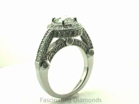 FDENR6351RO Round Diamond Engagement Ring Vintage Pave Setting