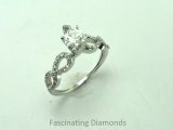 FDENS3044HTR  Heart Shape Diamond Split Swirl Band Engagement Bridal Ring