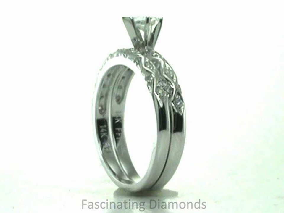 FDENS1482HT  Heart Shape Diamond Cris- Cross Bridal wedding ring set