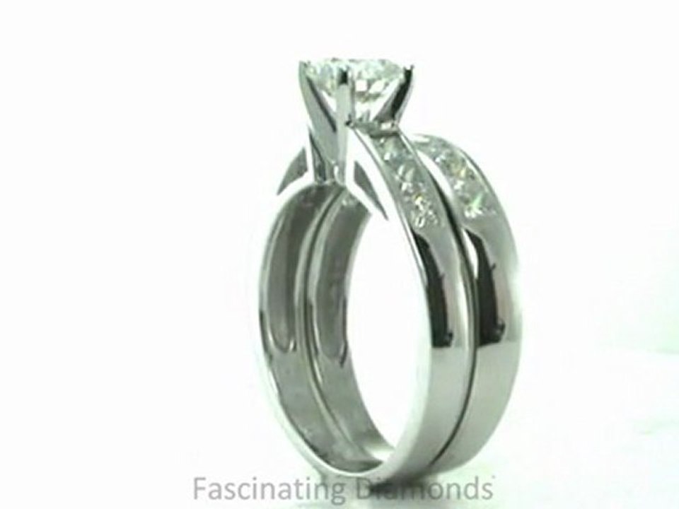 FD1001RO  Round & Princess Cut Diamond Engagement Wedding Rings Set in Channel Setting