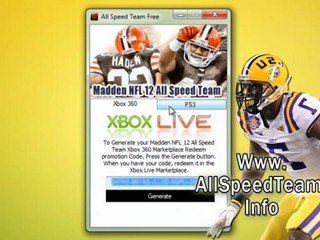 Madden NFL 12 All Speed Team DLC Code Generator For Free!!