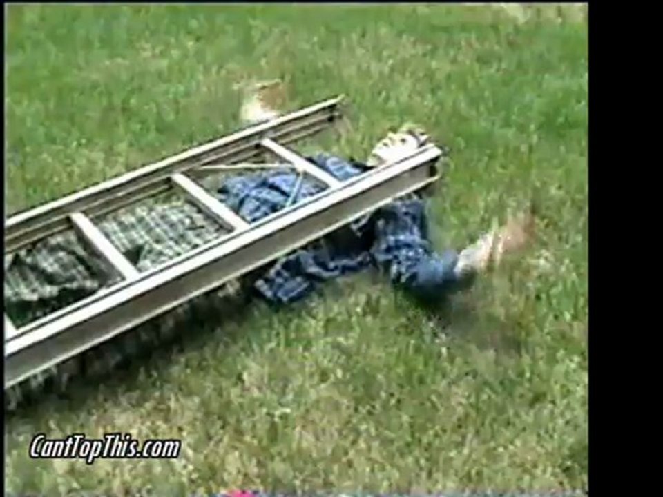 guy falls from two story ladder