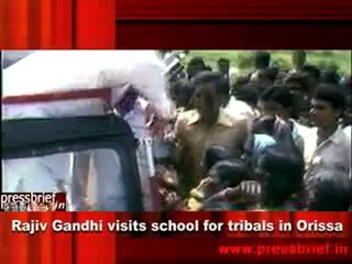 Rajiv Gandhi visits school for tribals in Orissa