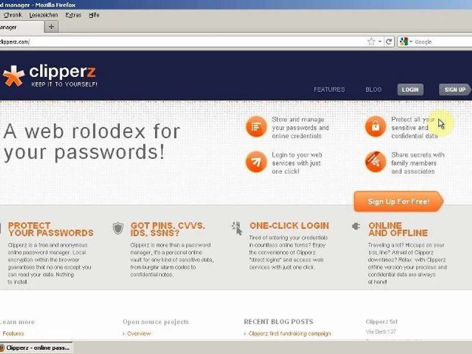 Clipperz - Online Passwort Verwaltung - kurz vorgestellt