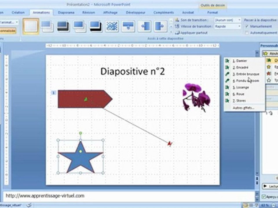 Animations des objets dans une diaporama PowerPoint