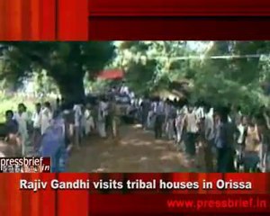 Rajiv Gandhi visits tribal houses in Orissa