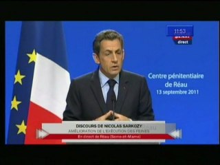 Allocution de Nicolas SARKOZY sur l'amélioration de l'exécution des peines