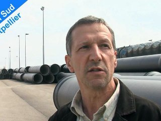 Maillon Sud Montpellier arrivée des premiers tuyaux à Sète