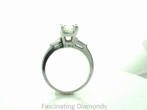 FDENS100CUR Cushion Cut And Baguette Diamond Three Stone Engagement Ring