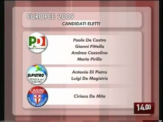 TG 09-06-09: CINQUE PUGLIESI IN EUROPA, 4 DEL PD, 1 DEL PDL