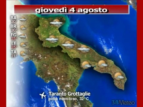 Previsioni del tempo, giovedì 4 agosto