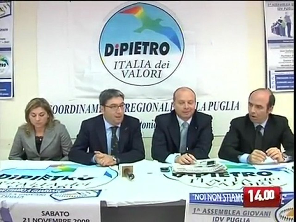 TG 20.11.09 Regionali 2010, Zazzera primo candidato presidente in Puglia