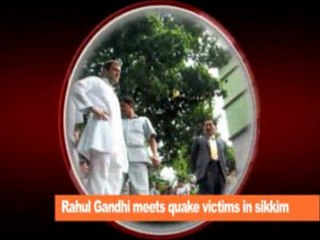 Rahul Gandhi meets quake victims in sikkim