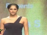 Hot babe Walks On ramp In SEXY Green Long Gown IIJW 2011 Fashion Show Third Day