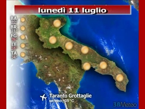 Previsioni del tempo, lunedì 11 luglio