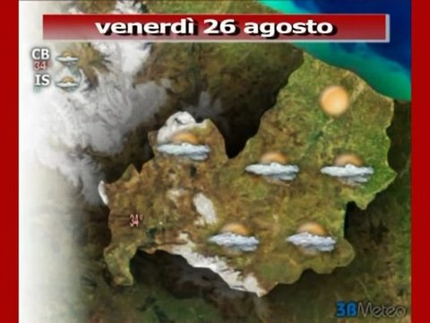 Previsioni del tempo, venerdì 26 agosto