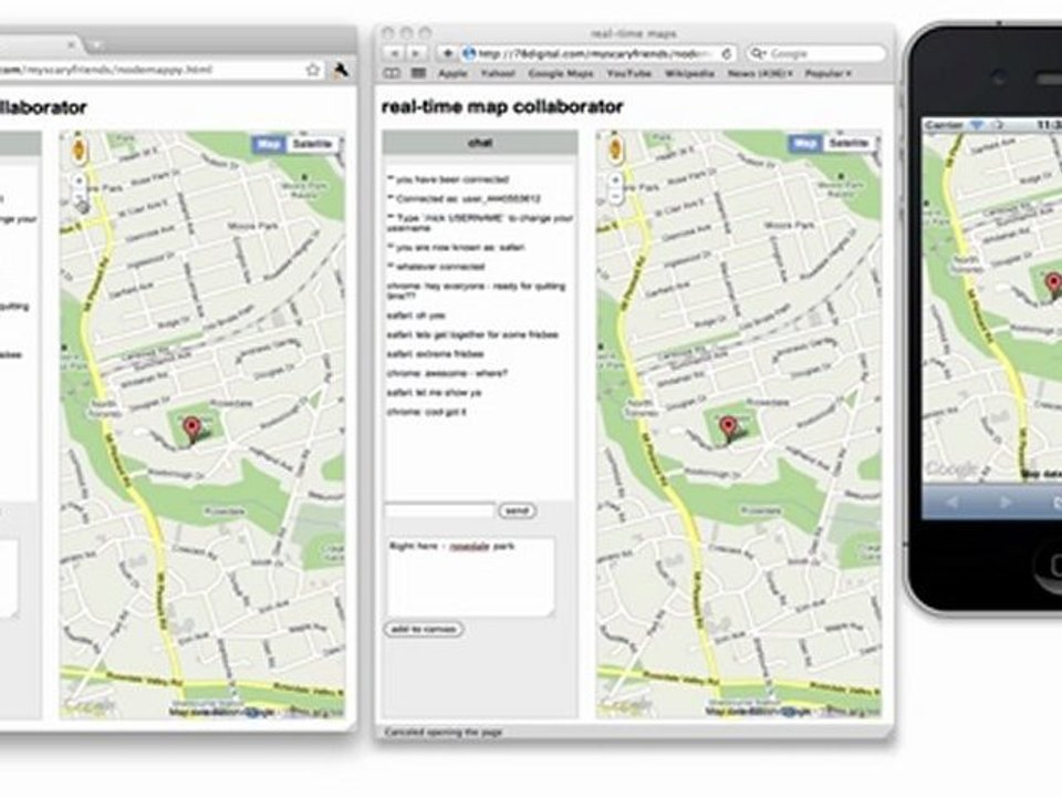 Real-time Web - NodeJs and Google Maps Mashup