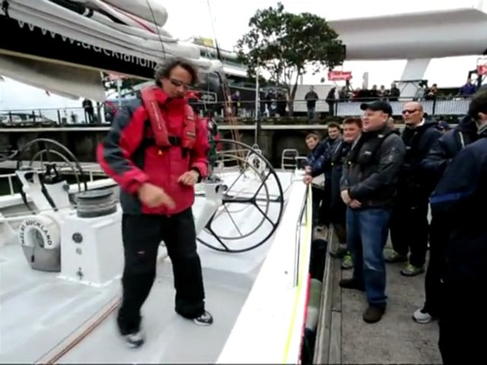 Frances rugby staff take an America's Cup boat for a sail