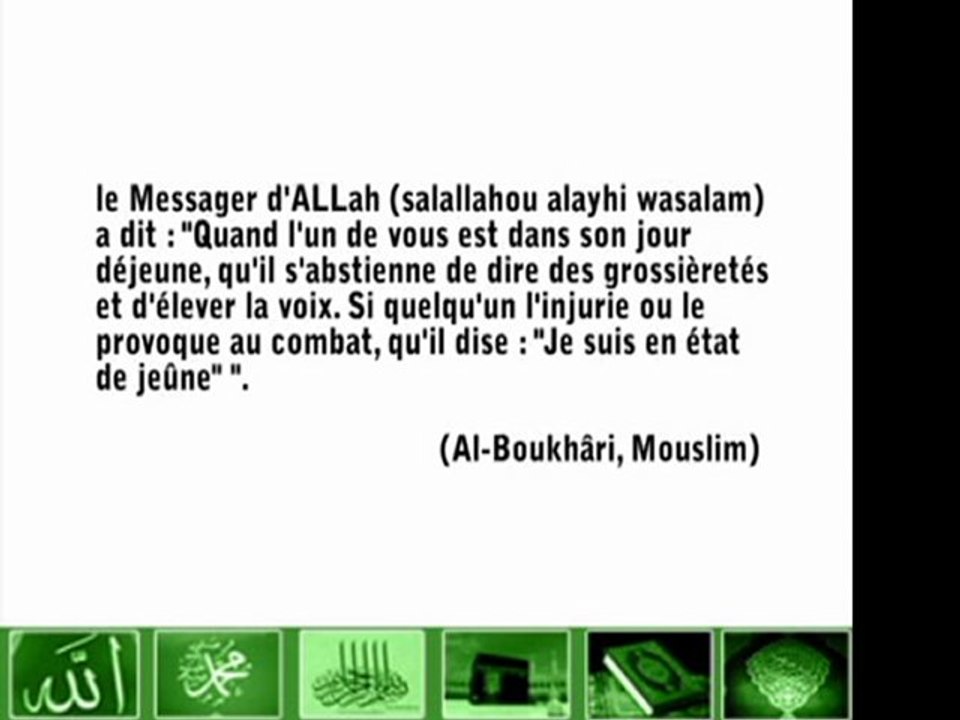 HADITHS SUR LE JEûNE