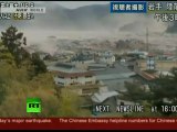 Japan Earthquake Helicopter aerial view video of giant tsunami waves