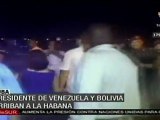 Raúl Castro recibe a Morales y a Chávez