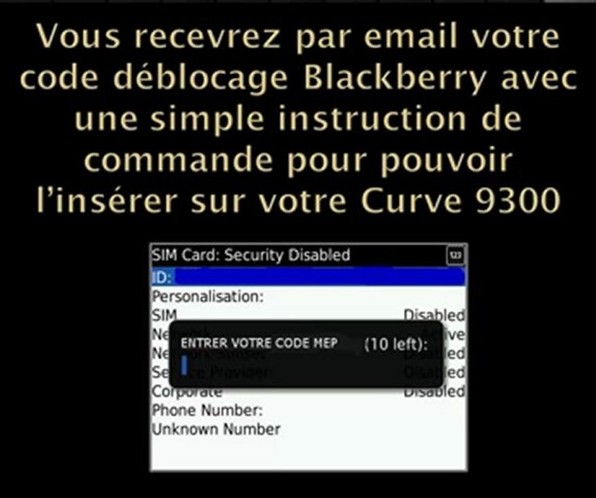 Desimlocker Blackberry curve 9300 3G