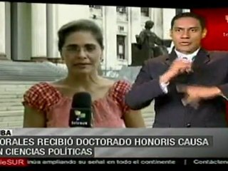 Presidente Morales recibe premio en Universidad de La Habana