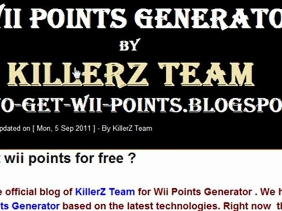 Free Wii DSI Nintendo Points Codes Generator (Working 2011)