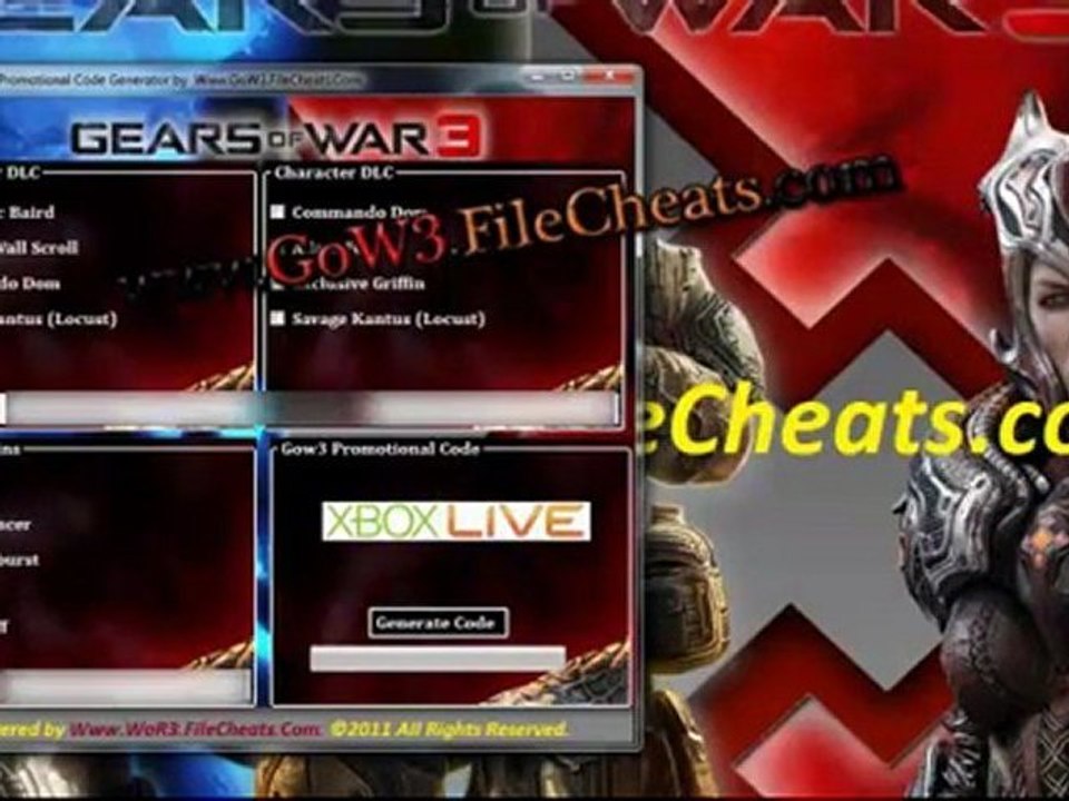 Gears of War 3 Xbox 360 Redeem code Live Codes